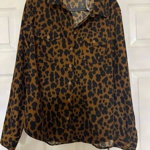 Black corduroy leopard pattern shirt size large brand new with tag .